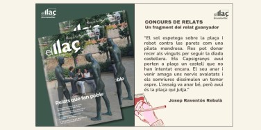La portada del mes de juny d'El Llaç i un fragment del relat guanyador