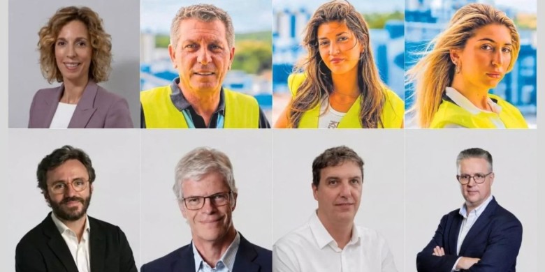 D'esquerra a dreta i de dalt a baix: Àngels Chacón, August Conesa, Nina Conesa, Cinta Conesa, Aitor Moll, Martí Saballs, Marc Verdaguer i Jordi Riera.