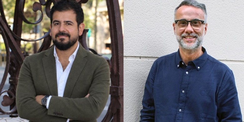 Àlex Mendoza (esquerra) relleva Quim Miró (dreta) a Comunicació 21