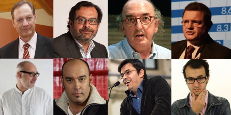 Jordi Molet, Albert Sáez, Jaume Roures, Enric Yarza, Jordi de Miquel, Llucià Ferrer, Gerardo Pisarello i Jair Domínguez