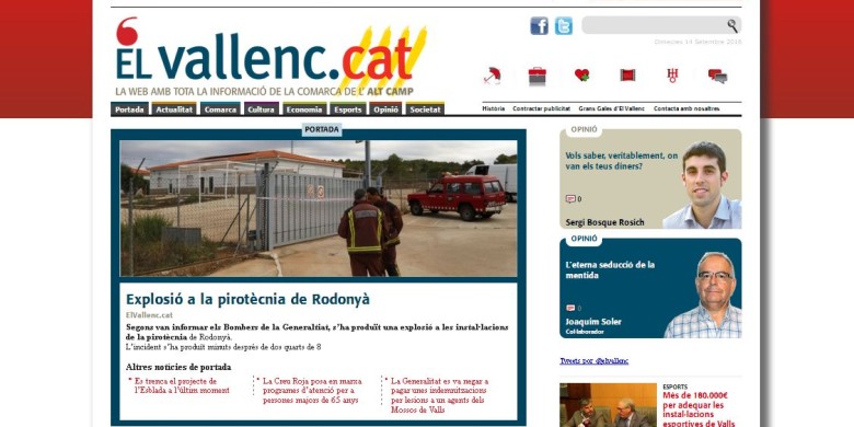 L'actual 'elvallenc.cat', que es renova a partir del 20 de setembre.