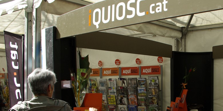 Una imatge de l'iQUIOSC durant la passada Diada de Sant Jordi