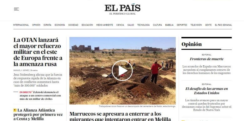 Una captura del web d''El País'