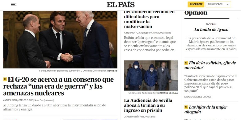 La portada digital d''El País'.
