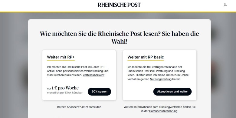 Una captura del web del 'Rheinische Post'.