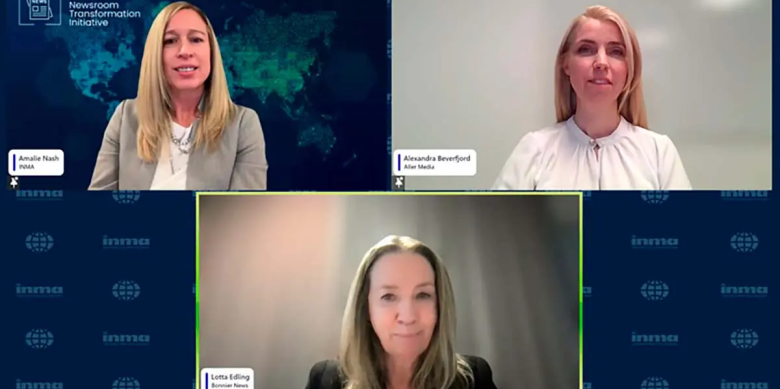 Una imatge del webinar de News Media Association (INMA)
