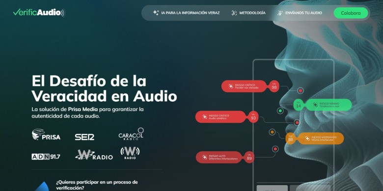 Una captura de la plataforma web VerificAudio.
