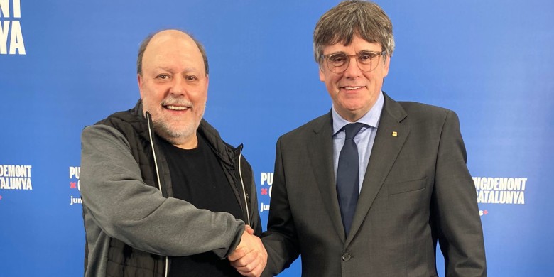 Francesc Fàbregas, president de l'ACPC, i Carles Puigdemont fotografiats a Argelers