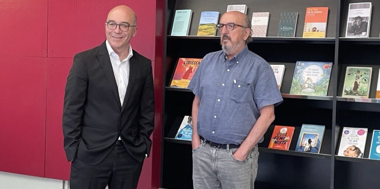 Oriol Soler i Jaume Roures, en un moment de la presentació del projecte. Font: Vilaweb