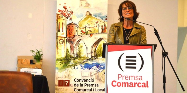 La periodista de TV3 Rosa Talamàs durant la seva xerrada en la 17a Convenció de l'ACPC celebrada a Sallent el passat dissabte