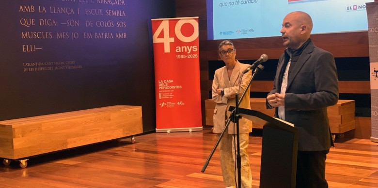 Víctor Palomar, en el moment del discurs davant la consellera Olga Pané / El 9 Nou