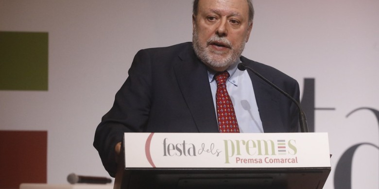 El president de l'ACPC, Francesc Fàbregas, durant la seva intervenció en la 2a Festa dels Premis Premsa Comarcal. Foto: Arduino Vannucchi 