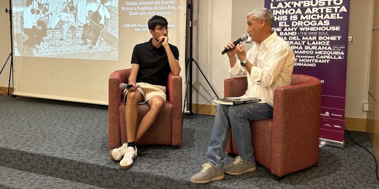 Andreu Dalmau i Miguel Javaloy van parlar del llibre i del futur del festival (Foto: Cristina Sierra)