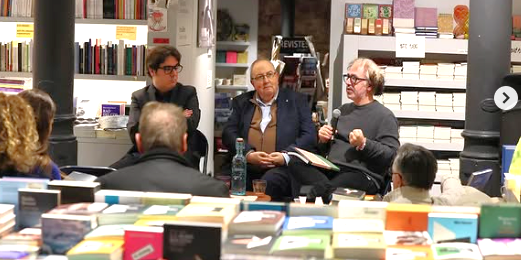 D'esquerra a dreta: L'escriptor Melcior Comes; Antoni Gelonch, editor de'Hortizons; i Francesc Canosa, director de la revista; el dimecres a Barcelona. Foto: Joel Codina