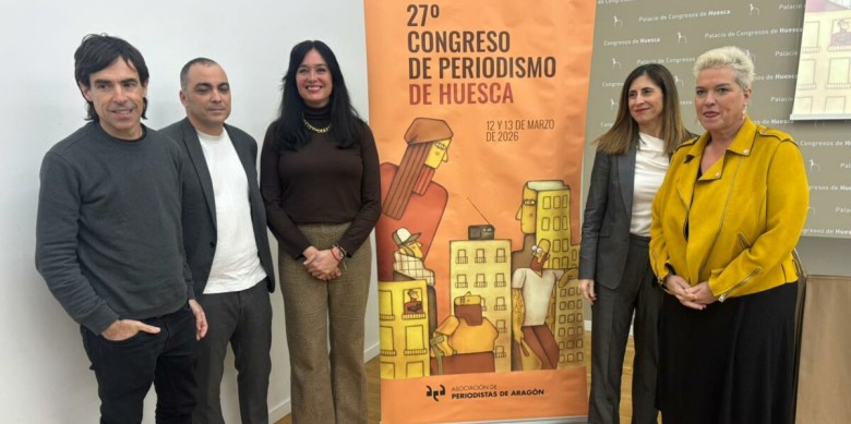 Imatge de presentació de la carllera del 27è Congrés de Periodisme d'Osca. Foto: Associación de Periodistas de Aragón.