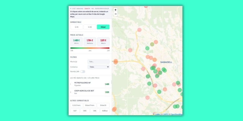 Nació crea un mapa interactiu per trobar la benzinera més barata