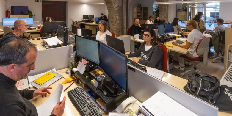 Una imatge de la redacció d'El 9 Nou