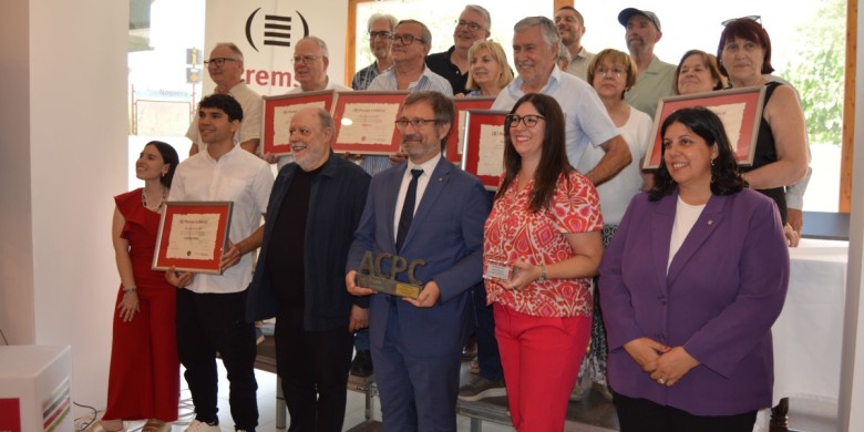 Les set capçaleres reconegudes amb el conseller Francesc Xavier Vila, la paera en cap Lorena González i el president de l’ACPC, Francesc Fàbregas