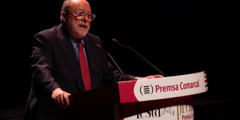El president de l'ACPC, Fracesc Fàbregas, durant la darrera Festa dels Premis Premsa Comarcal
